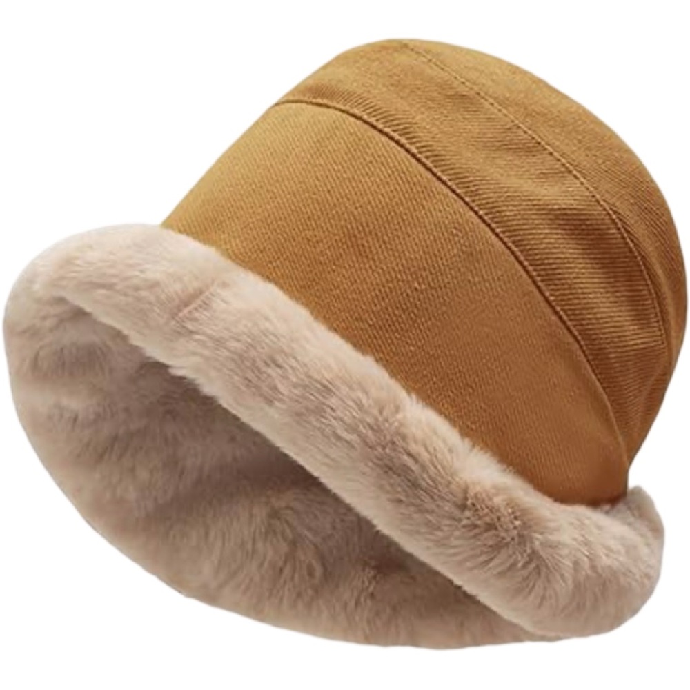 Snow Bunny Women’s Tan Hat with Faux Fur Trim - Picture 2 of 5